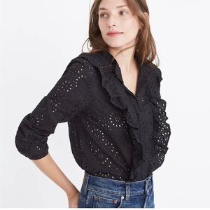 Madewell eyelet ruffle blouse Medium